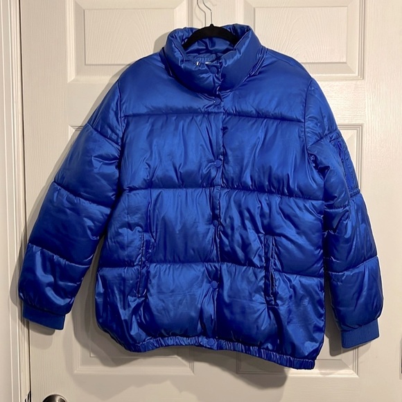 Justice Puffer Jacket -  Girls 20+- Cotton - Front Zip Blue. HOOD IS MISSING. - Picture 1 of 11